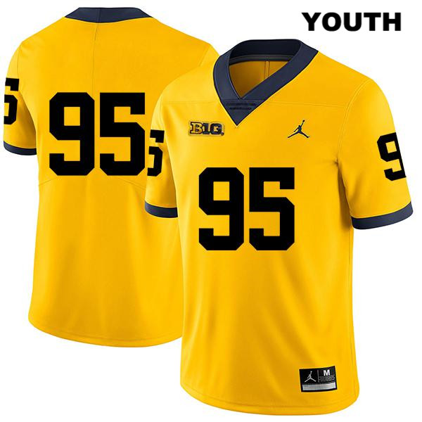 Youth NCAA Michigan Wolverines Donovan Jeter #95 No Name Yellow Jordan Brand Authentic Stitched Legend Football College Jersey EW25M03VI